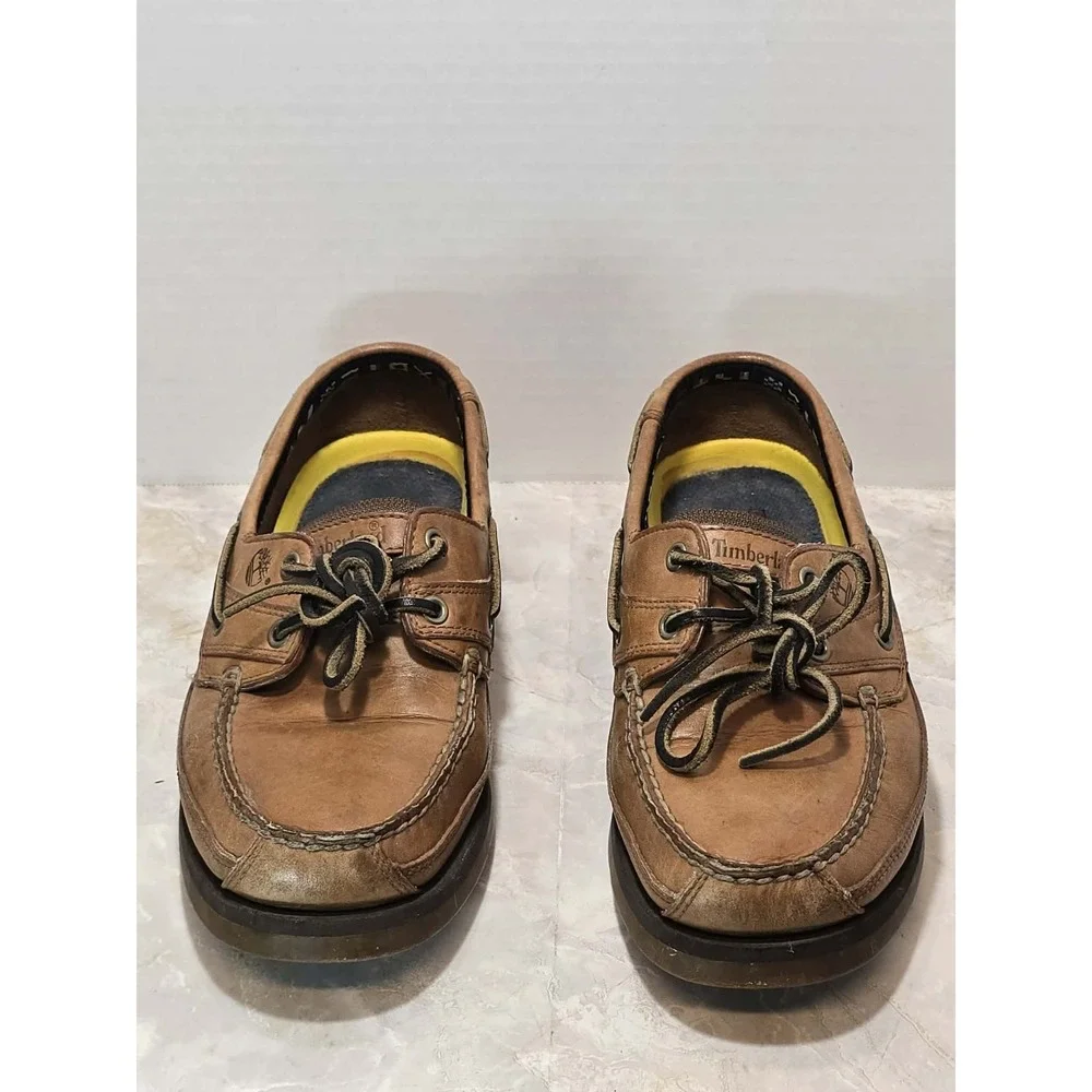 Timberland 3-Eye Boat‎ Shoes Mens 8.5M Brown Leather Classic Preppy GUC